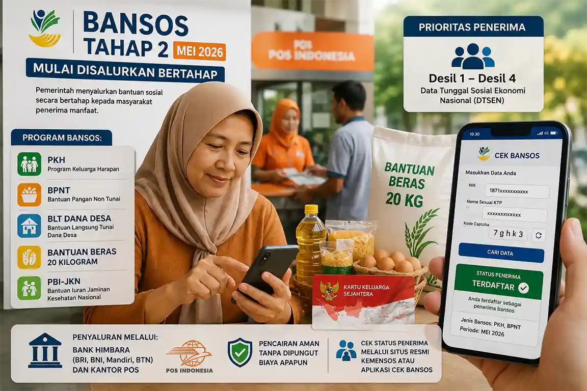 Ilustrasi warga mengecek pencairan bansos PKH dan BPNT