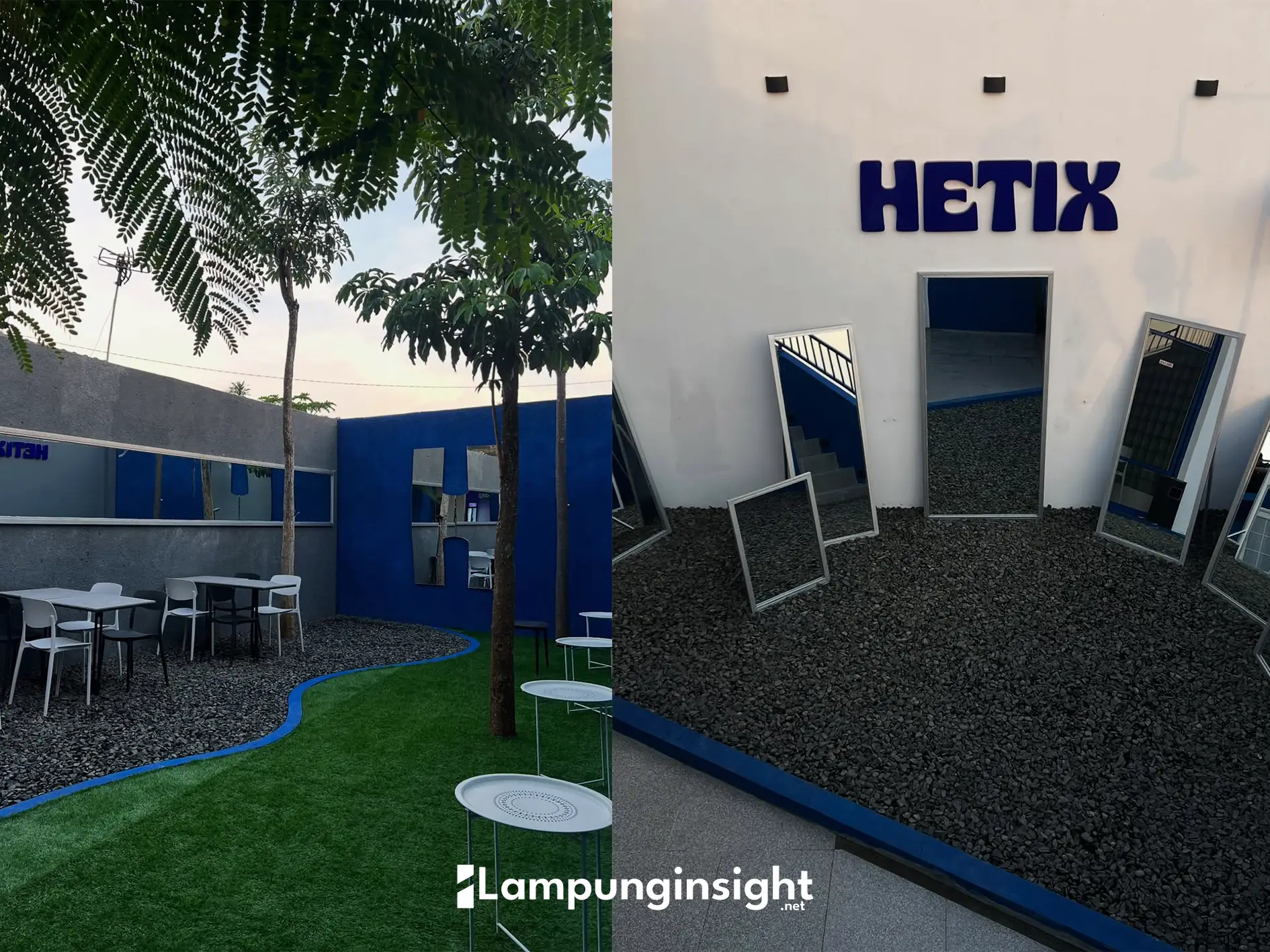 Hetix Coffee and Space Bandar Lampung dengan desain estetik modern dan rooftop luas.
