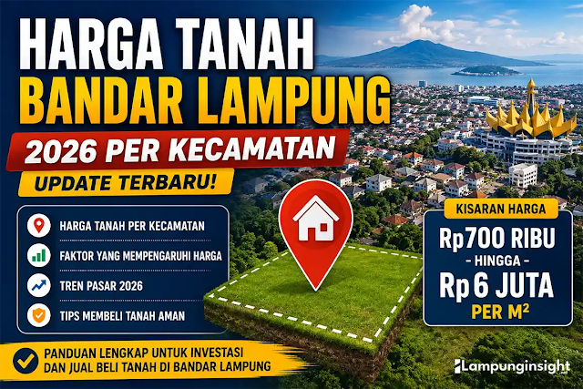 Harga Tanah di Bandar Lampung 2026 per Kecamatan, Simak Update dan Tren Pasarnya