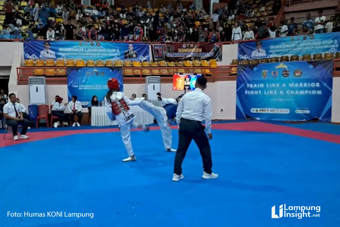 Pertandingan Taekwondo Gubernur Cup II Lampung yang diikuti atlet dari berbagai provinsi.