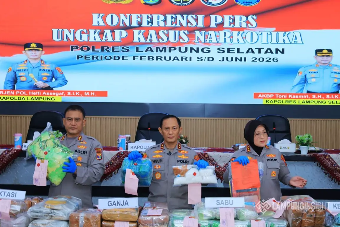 Polda Lampung Ungkap 17 Kasus Narkoba, Barang Bukti Capai Rp235 Miliar